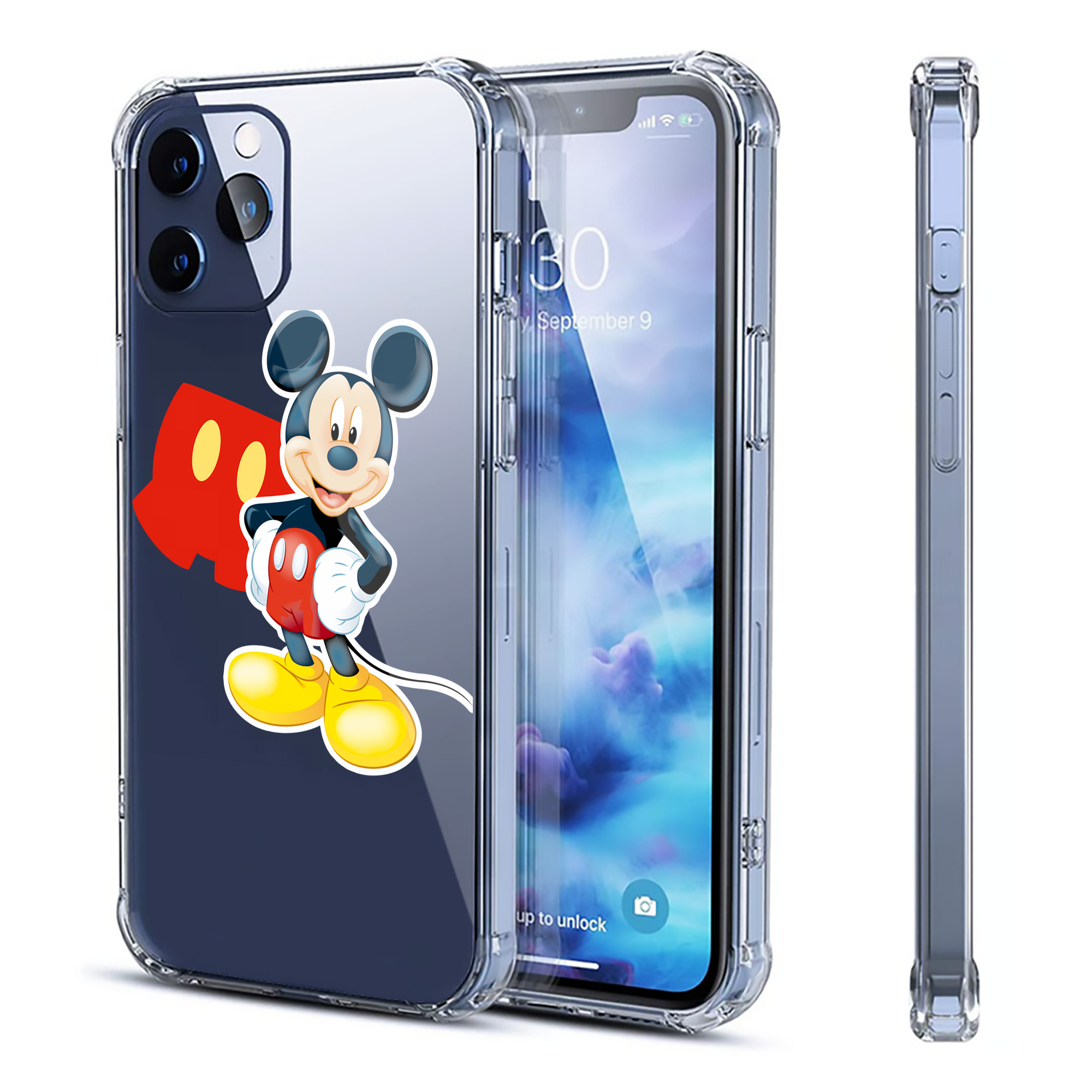 （画像用） ミッキーマウス Mickey Mouse 【iPhone 12シリーズ対応】透明スマホケース（クリアソフトケース）